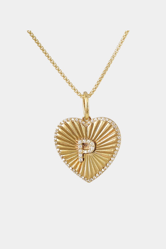 Fluted Heart Initial Pendant