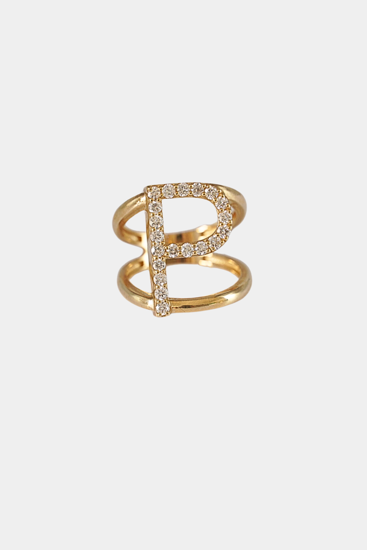 Diamond Initial P Split Shank Ring