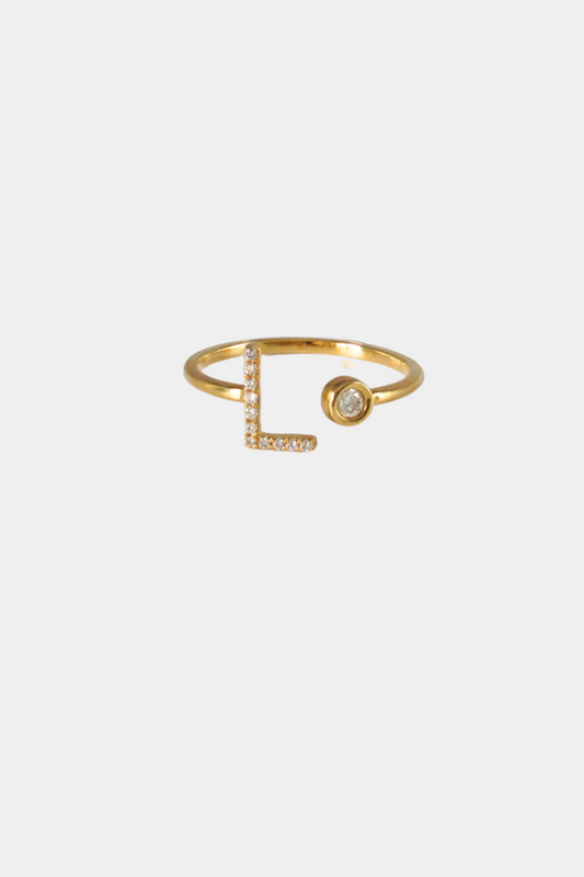 14K L Initial Birthstone Ring