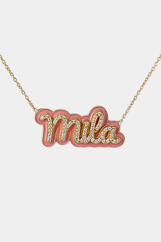 Pave Enamel Name Necklace