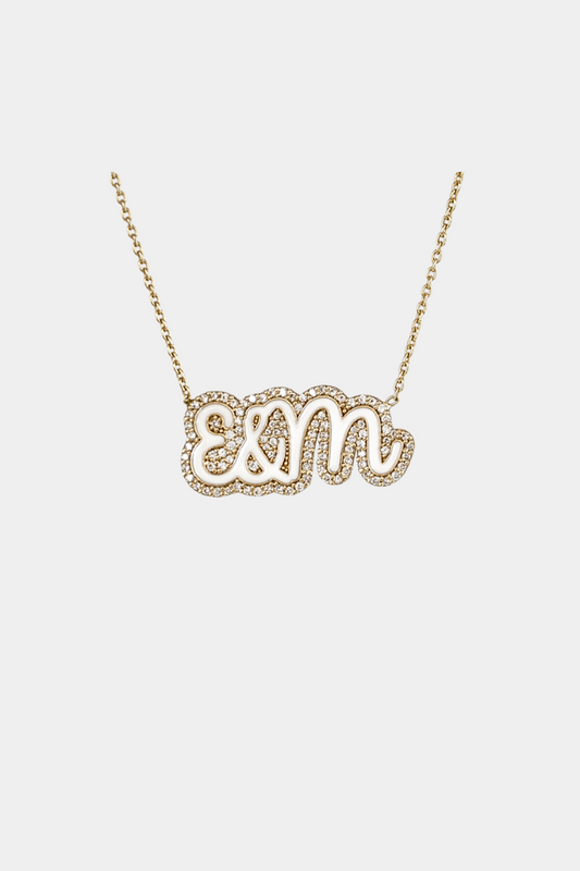 Pave Script Enamel Necklace