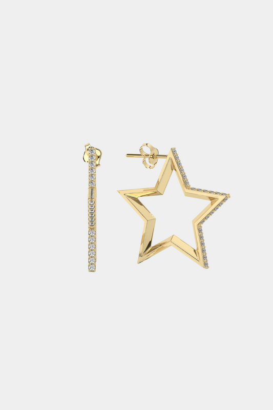 Diamond Gold Star Hoops