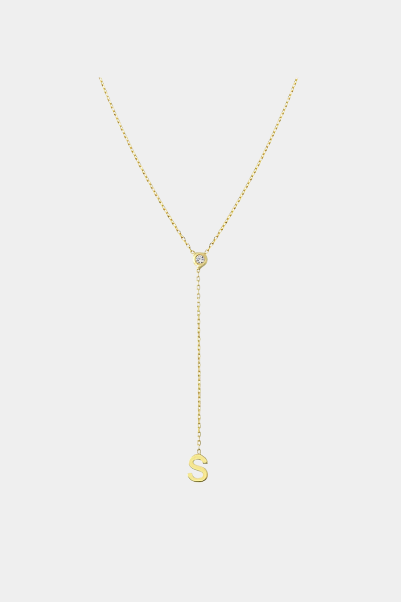 Single Initial Lariat Necklace