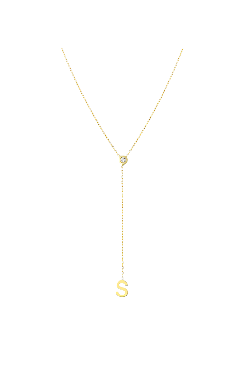 Single Initial Lariat Necklace