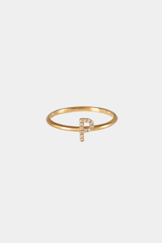 Mini Pave P Initial Ring