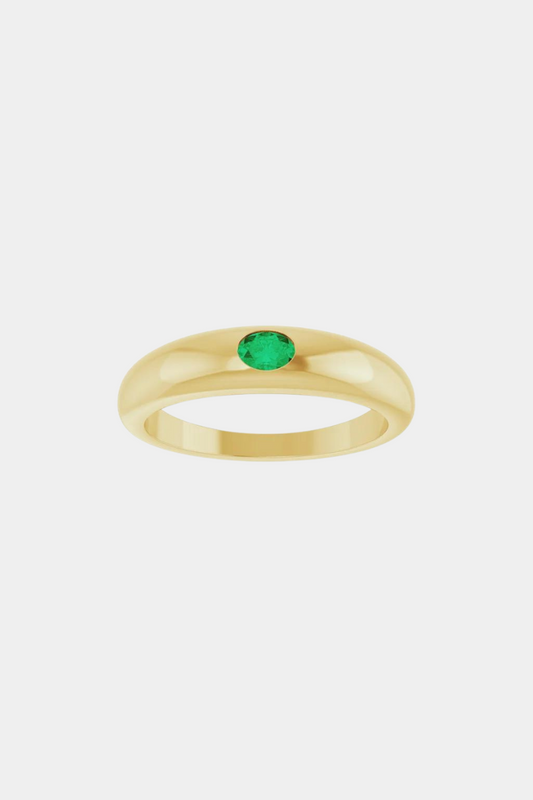 Emerald Oval Petite Dome Ring