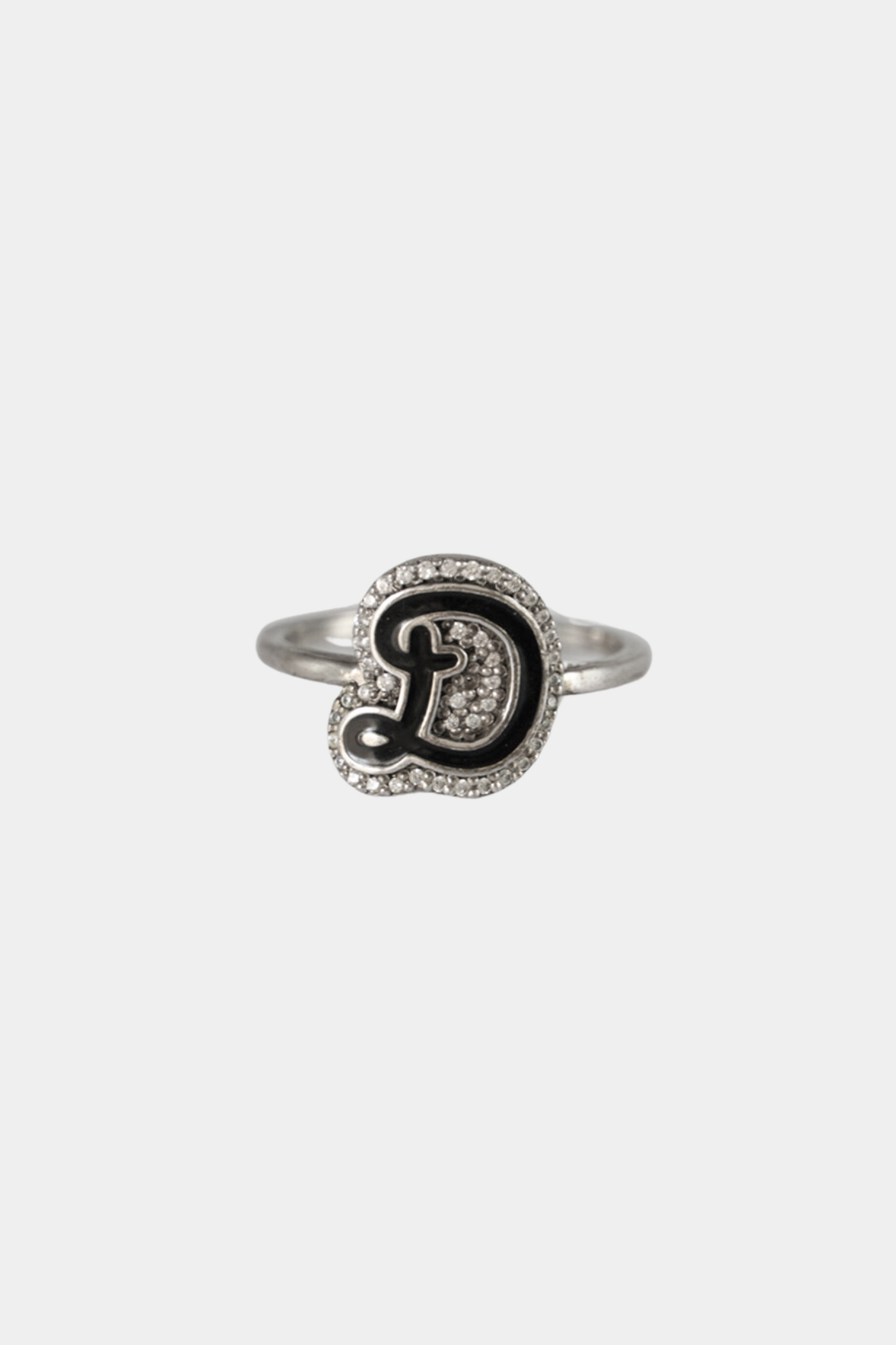 Pave Enamel Script Initial Ring