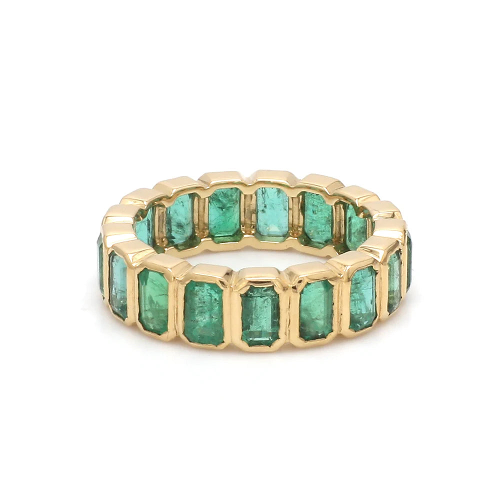 Bezel Set Emerald Eternity Band