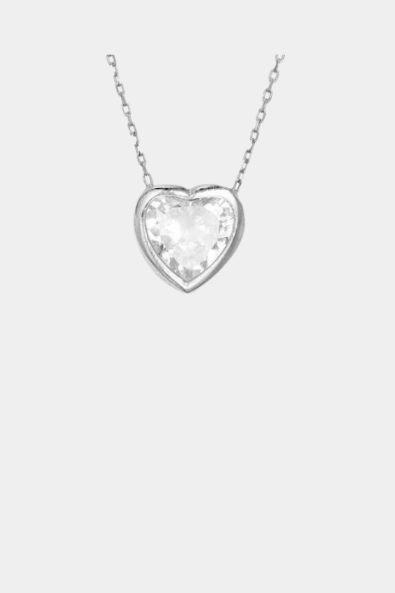 14K White Gold Topaz Heart Necklace