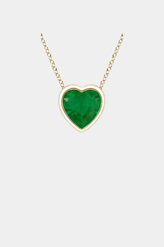 14K Gold Emerald Heart Necklace