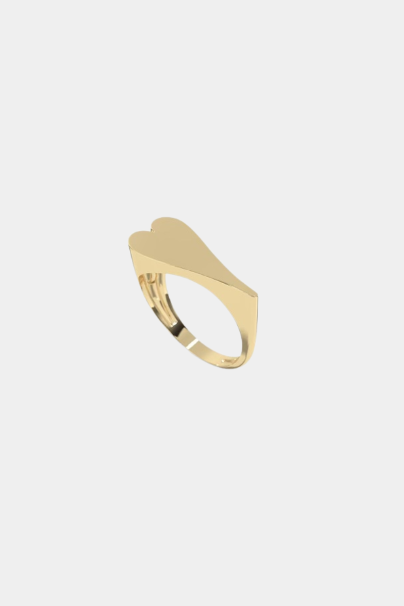 14k Gold Plain Heart Signet Ring