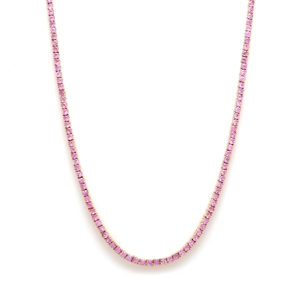 Pink Sapphire Tennis Necklace