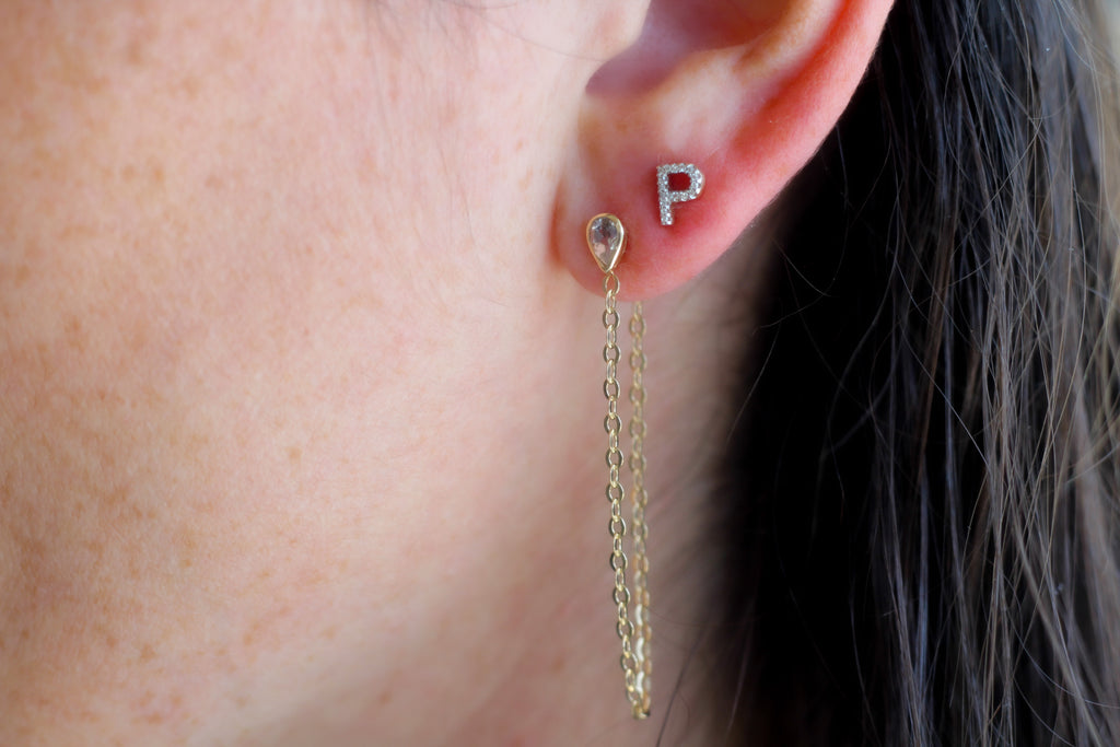 Diamond Initial Earring