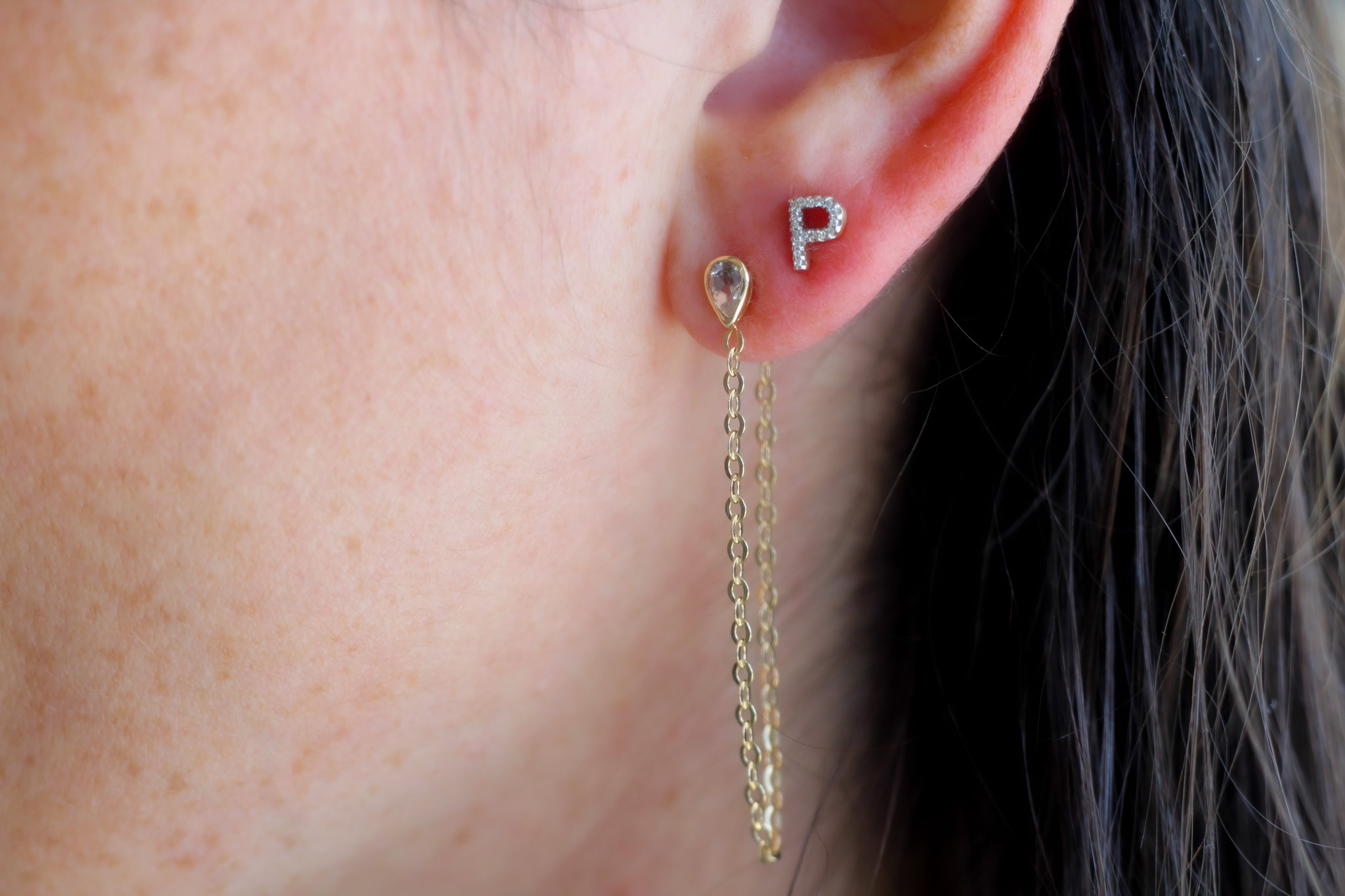 Diamond Initial Earring