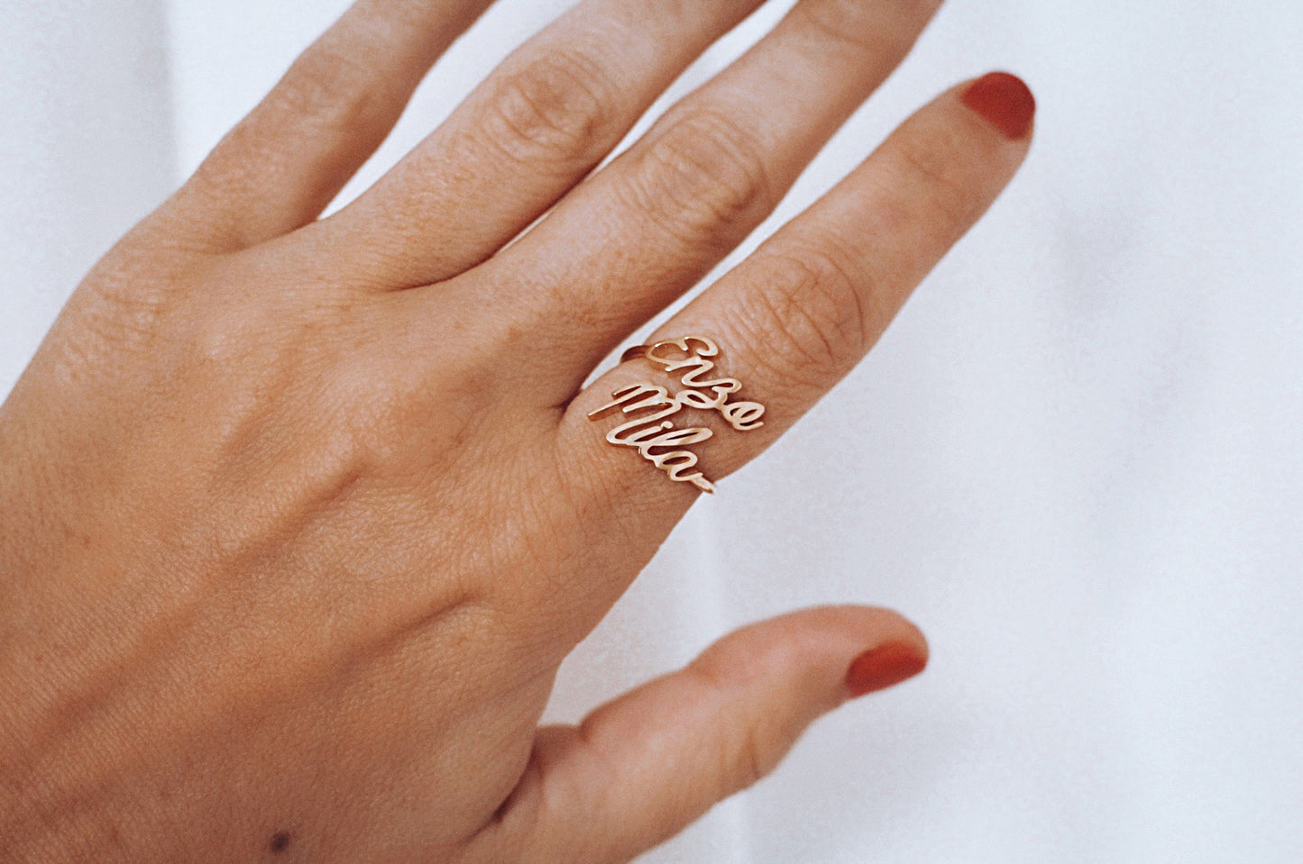 Two Name Script Ring